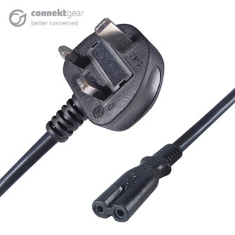 2m UK Mains Power Cable UK Plug to C7 (Figure 8) Socket