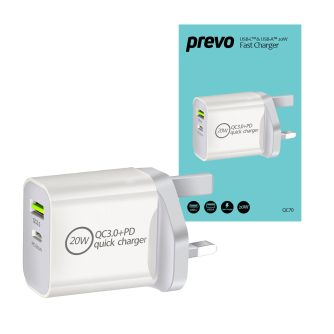 Type-C & USB Type-A Fast Charge Mains Charger