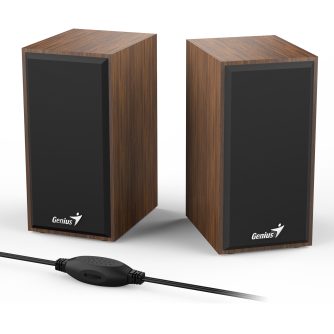 Genius SP-HF180 6W Wooden Desktop USB 2.0 Stereo Speakers - Natural Wood