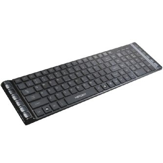 Slim Spill Resistant Quiet Multimedia Keyboard with 2 Port USB Hub Black